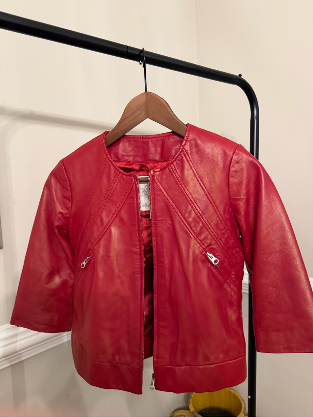 BB Dakota Women's Red Leather Zip-Front Jacket
